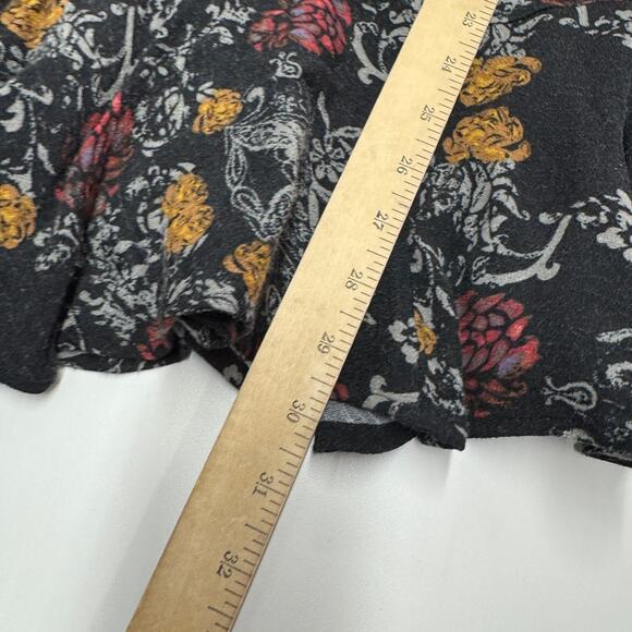 Free People Dress Womens Small Black Floral Smooth Talker Tunic Open Back Boho - Picture 8 of 9